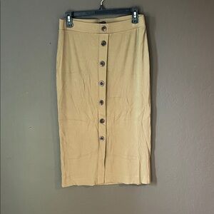 Ann Taylor Olive Green Button-Front Pencil Skirt